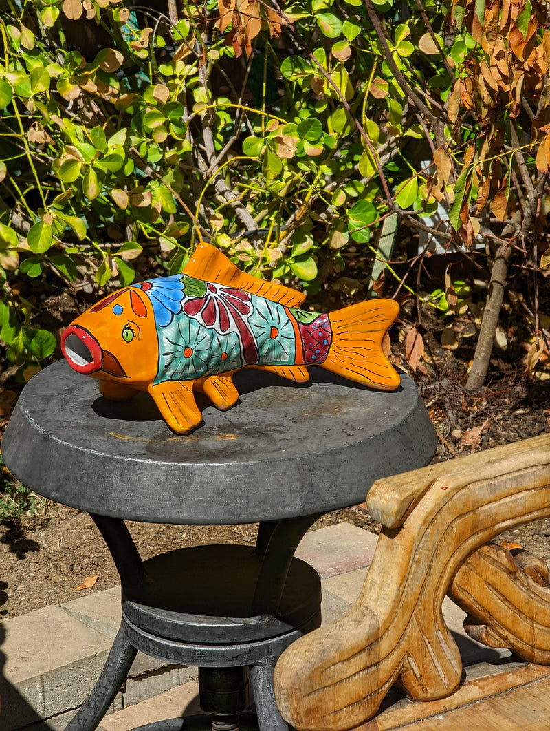 Ceramic Koi Fish, Talavera Pottery, Handmade in Mexico, Fish Figurine Home Decor, Garden or Porch Decor, Fish Yard Art, Gift for Fish Lovers