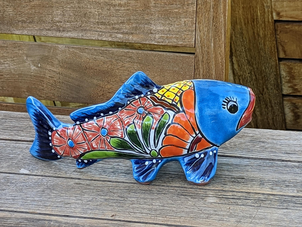 Ceramic Koi Fish, Talavera Pottery, Handmade in Mexico, Fish Figurine Home Decor, Garden or Porch Decor, Fish Yard Art, Gift for Fish Lovers