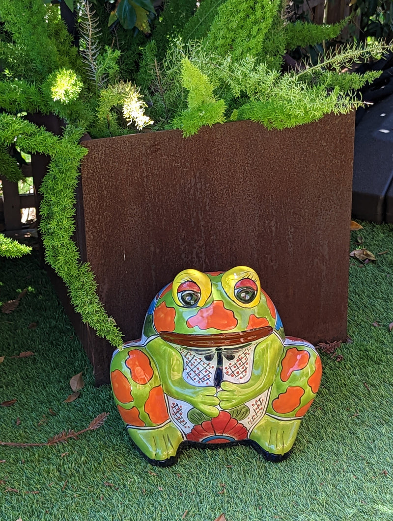 Frog Flower Pot, Colorful Ceramic Planter, Talavera Pottery, Indoor Outdoor Planter, Talavera Pot, Mexican Planter, Handmade Frog Pot, Large