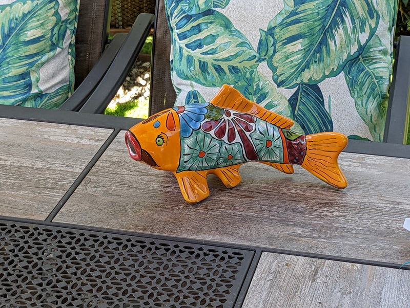 Ceramic Koi Fish, Talavera Pottery, Handmade in Mexico, Fish Figurine Home Decor, Garden or Porch Decor, Fish Yard Art, Gift for Fish Lovers