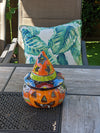 Pumpkin Halloween Talavera Pottery, Decorative Pumpkin, Handmade Mexican Talavera Art, Fall Garden Decor, Talavera Halloween Decor, Small