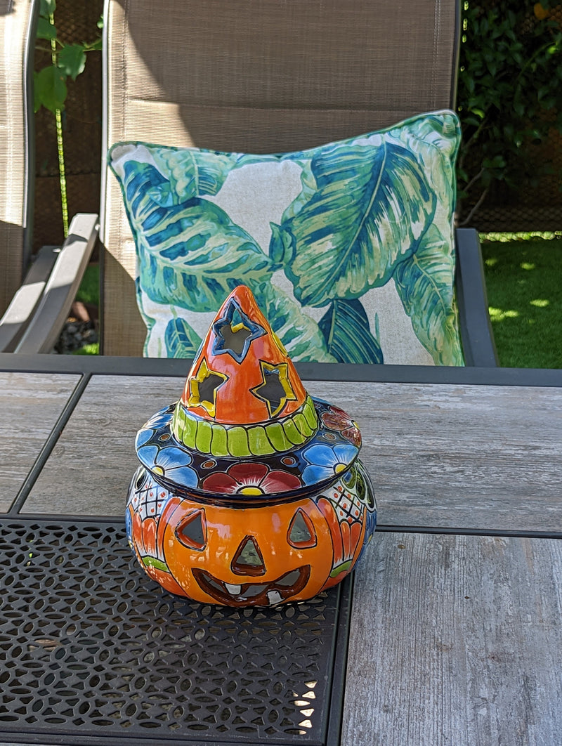 Pumpkin Halloween Talavera Pottery, Decorative Pumpkin, Handmade Mexican Talavera Art, Fall Garden Decor, Talavera Halloween Decor, Small