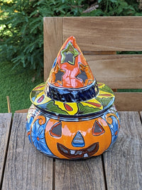 Pumpkin Halloween Talavera Pottery, Decorative Pumpkin, Handmade Mexican Talavera Art, Fall Garden Decor, Talavera Halloween Decor, Small