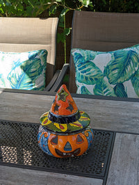 Pumpkin Halloween Talavera Pottery, Decorative Pumpkin, Handmade Mexican Talavera Art, Fall Garden Decor, Talavera Halloween Decor, Small