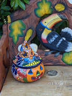 Pumpkin Halloween Talavera Pottery, Decorative Pumpkin, Handmade Mexican Talavera Art, Fall Garden Decor, Talavera Halloween Decor, Small