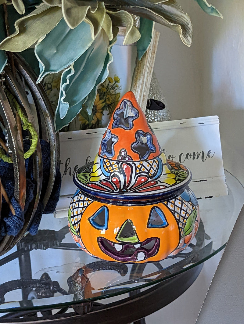 Pumpkin Halloween Talavera Pottery, Decorative Pumpkin, Handmade Mexican Talavera Art, Fall Garden Decor, Talavera Halloween Decor, Small