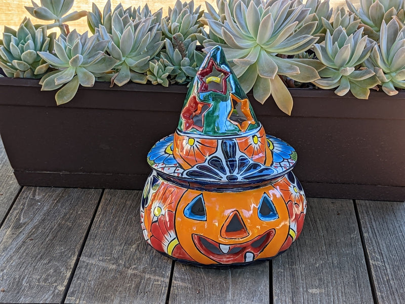 Pumpkin Halloween Talavera Pottery, Decorative Pumpkin, Handmade Mexican Talavera Art, Fall Garden Decor, Talavera Halloween Decor, Small