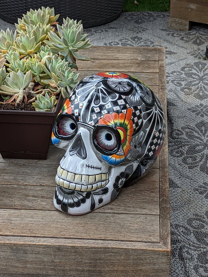 Colorful Skull Decor, Talavera Pottery, Ceramic Skull Art, Decorative Skull Head, Day of the Dead, Largest Size, Halloween Party Decoration