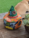 Pumpkin Halloween Decor, Indoor Halloween Party Decor or Outdoor Fall Garden Decor for Trick or Treat, Handmade Mexican Talavera Pottery