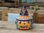 Pumpkin Halloween Decor, Indoor Halloween Party Decor or Outdoor Fall Garden Decor for Trick or Treat, Handmade Mexican Talavera Pottery