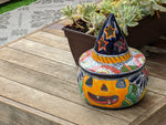 Pumpkin Halloween Decor, Indoor Halloween Party Decor or Outdoor Fall Garden Decor for Trick or Treat, Handmade Mexican Talavera Pottery