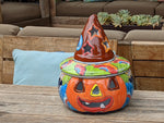 Pumpkin Halloween Decor, Indoor Halloween Party Decor or Outdoor Fall Garden Decor for Trick or Treat, Handmade Mexican Talavera Pottery