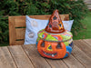 Pumpkin Halloween Decor, Indoor Halloween Party Decor or Outdoor Fall Garden Decor for Trick or Treat, Handmade Mexican Talavera Pottery