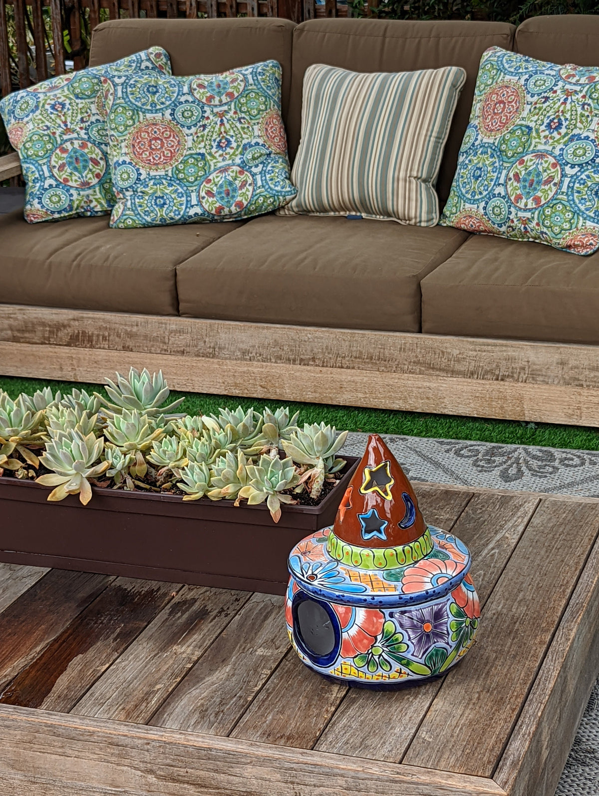 Pumpkin Halloween Decor, Indoor Halloween Party Decor or Outdoor Fall Garden Decor for Trick or Treat, Handmade Mexican Talavera Pottery