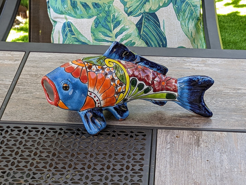 Ceramic Koi Fish, Talavera Pottery, Handmade in Mexico, Fish Figurine Home Decor, Garden or Porch Decor, Fish Yard Art, Gift for Fish Lovers