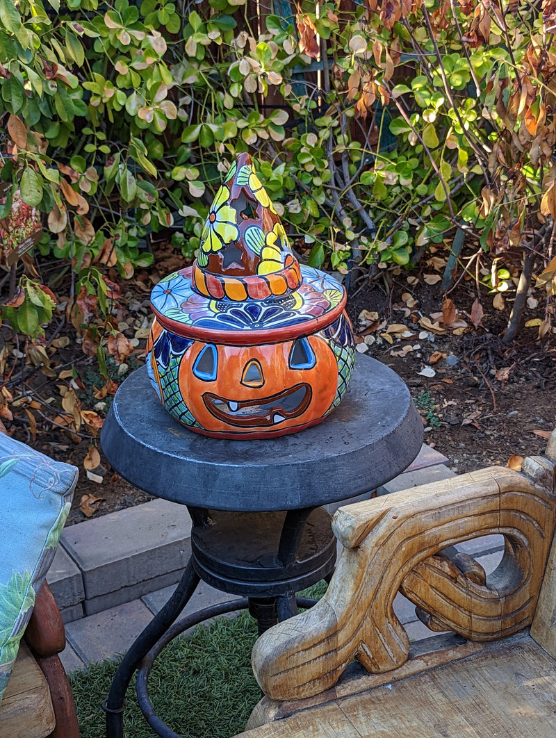 Pumpkin Halloween Talavera Pottery, Decorative Pumpkin, Handmade Mexican Talavera Art, Fall Garden Decor, Talavera Halloween Decor, Large