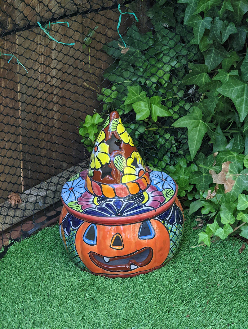 Pumpkin Halloween Talavera Pottery, Decorative Pumpkin, Handmade Mexican Talavera Art, Fall Garden Decor, Talavera Halloween Decor, Large