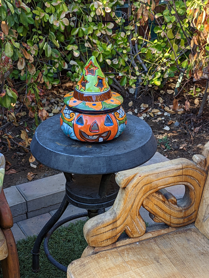 Pumpkin Halloween Talavera Pottery, Decorative Pumpkin, Handmade Mexican Talavera Art, Fall Garden Decor, Talavera Halloween Decor, Small