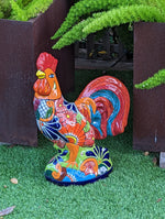 Rooster Statue Kitchen Decor, Talavera Pottery, Mexican Home Decor, Handmade Rooster Figurine, Indoor Outdoor, Large Decorative Rooster