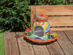 Ceramic Bird Feeder, Talavera Pottery, Decorative Outdoor Hanging Feeder Station w Chain, Handmade Mexican Pottery, Attract Wild Birds