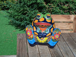 Frog Flower Pot, Colorful Ceramic Planter, Talavera Pottery, Indoor Outdoor Planter, Talavera Pot, Mexican Planter, Handmade Frog Pot, Large