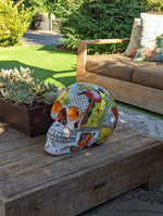 Halloween Decor, Ceramic Skull Art, Talavera Pottery, Porch or Party or Table Decor for Halloween, Day of the Dead, Largest Size 12" Tall