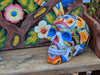 Halloween Decor, Ceramic Skull Art, Talavera Pottery, Porch or Party or Table Decor for Halloween, Day of the Dead, Largest Size 12" Tall