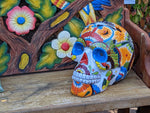 Halloween Decor, Ceramic Skull Art, Talavera Pottery, Porch or Party or Table Decor for Halloween, Day of the Dead, Largest Size 12" Tall