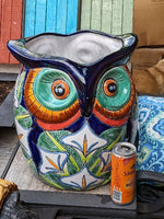 Gorgeous 14" Owl Planter, Ceramic Flower Pot, Talavera Pottery, Painted Flower Pot, Mexican Garden Decor, Handmade Planter, Talavera Planter