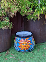 Colorful 11.5" Oval Mexican Sun Flower Planter, Talavera Planter, Handmade Ceramic Pot, Mexican Garden Decor, Outdoor Garden Pot