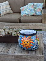 Colorful 11.5" Oval Mexican Sun Flower Planter, Talavera Planter, Handmade Ceramic Pot, Mexican Garden Decor, Outdoor Garden Pot