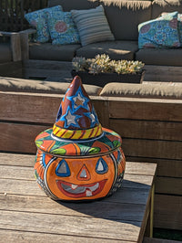 Pumpkin Halloween Talavera Pottery, Decorative Pumpkin, Handmade Mexican Talavera Art, Fall Garden Decor, Talavera Halloween Decor, Large