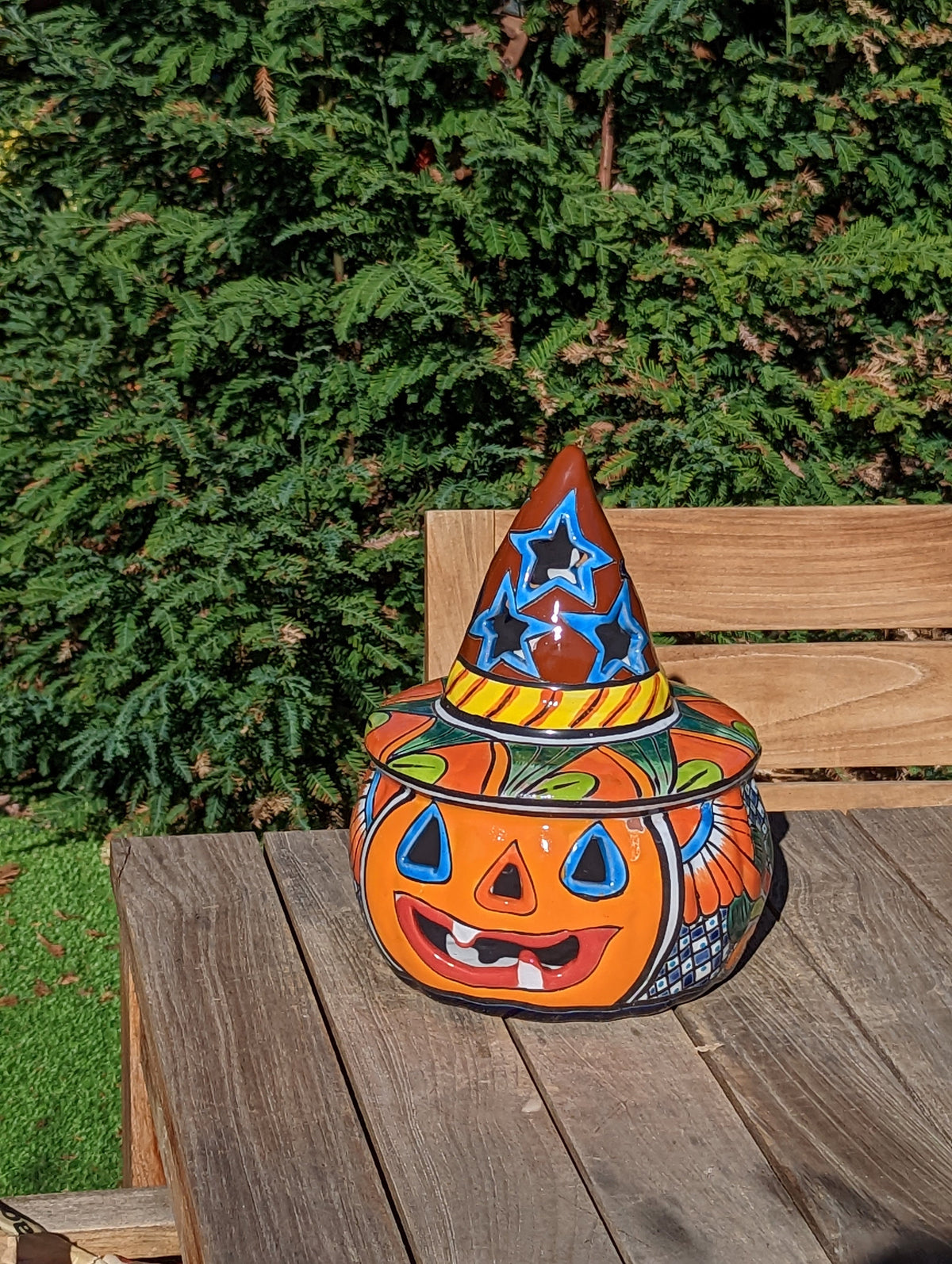 Pumpkin Halloween Talavera Pottery, Decorative Pumpkin, Handmade Mexican Talavera Art, Fall Garden Decor, Talavera Halloween Decor, Large