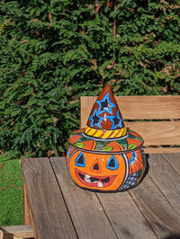 Pumpkin Halloween Talavera Pottery, Decorative Pumpkin, Handmade Mexican Talavera Art, Fall Garden Decor, Talavera Halloween Decor, Large