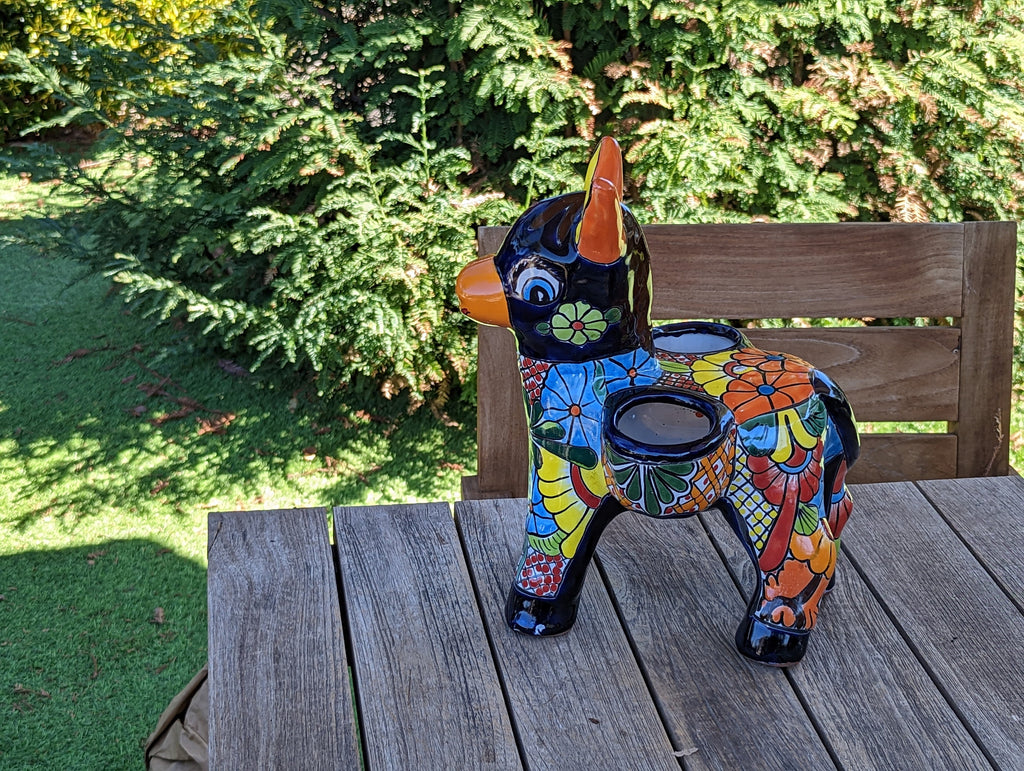 Cute Donkey Planter, Talavera Pottery, Planter Pot Decoration for Indoor Outdoor Home Decor, Handmade Mexican Burro Flower Pot