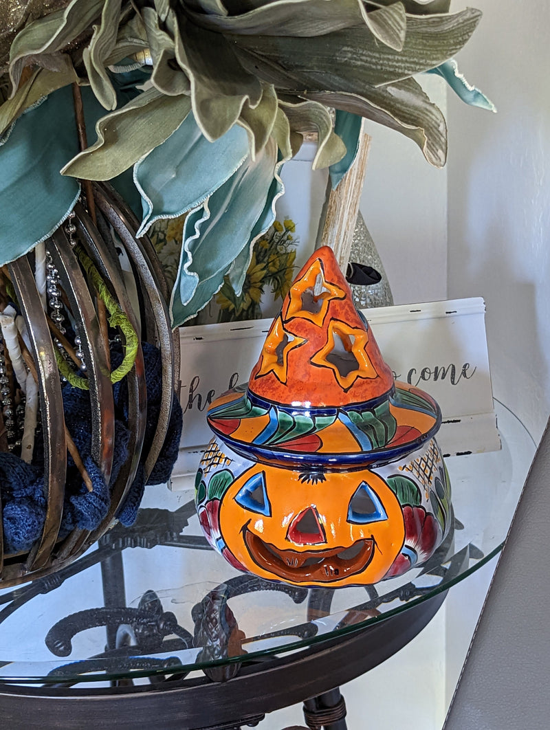 Pumpkin Halloween Talavera Pottery, Decorative Pumpkin, Handmade Mexican Talavera Art, Fall Garden Decor, Talavera Halloween Decor, Small