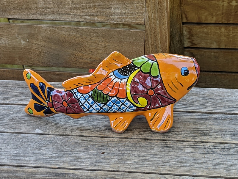 Ceramic Koi Fish, Talavera Pottery, Handmade in Mexico, Fish Figurine Home Decor, Garden or Porch Decor, Yard Art, Gift for Fish Lovers