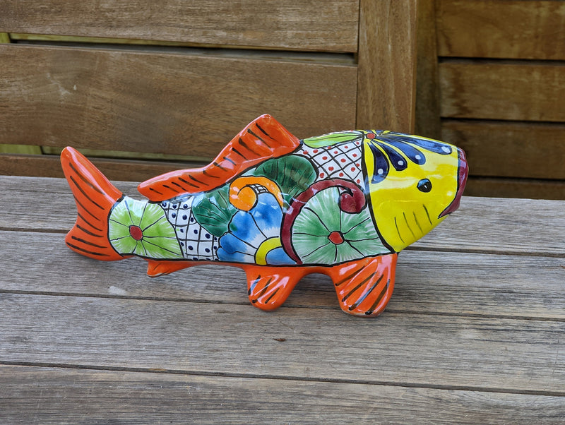 Ceramic Koi Fish, Talavera Pottery, Handmade in Mexico, Fish Figurine Home or Garden Decor, Ceramic Fish Decor, Gift for Fish Lovers