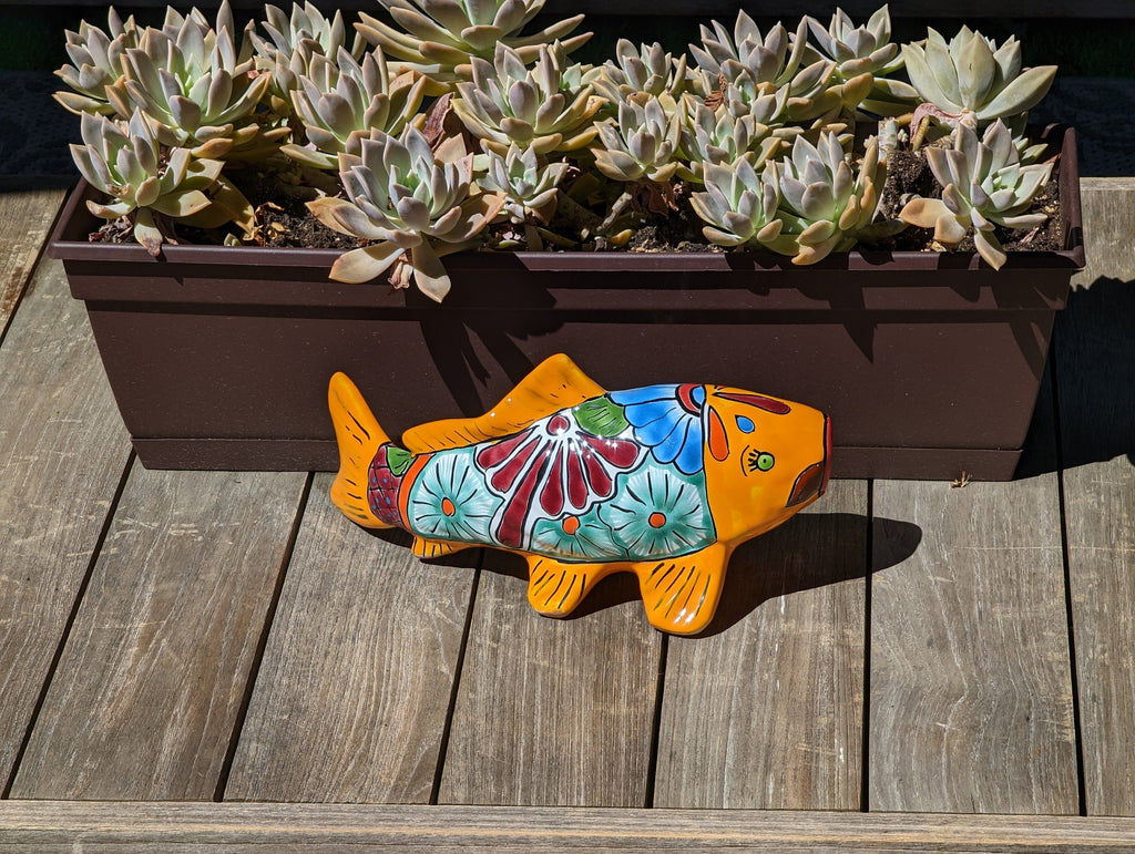 Ceramic Koi Fish, Talavera Pottery, Handmade in Mexico, Fish Figurine Home Decor, Garden or Porch Decor, Fish Yard Art, Gift for Fish Lovers