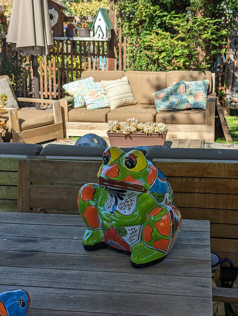 Frog Flower Pot, Colorful Ceramic Planter, Talavera Pottery, Indoor Outdoor Planter, Talavera Pot, Mexican Planter, Handmade Frog Pot, Large