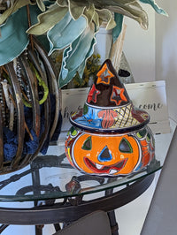 Pumpkin Halloween Talavera Pottery, Decorative Pumpkin, Handmade Mexican Talavera Art, Fall Garden Decor, Talavera Halloween Decor, Small