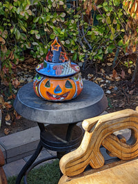 Pumpkin Halloween Talavera Pottery, Decorative Pumpkin, Handmade Mexican Talavera Art, Fall Garden Decor, Talavera Halloween Decor, Small