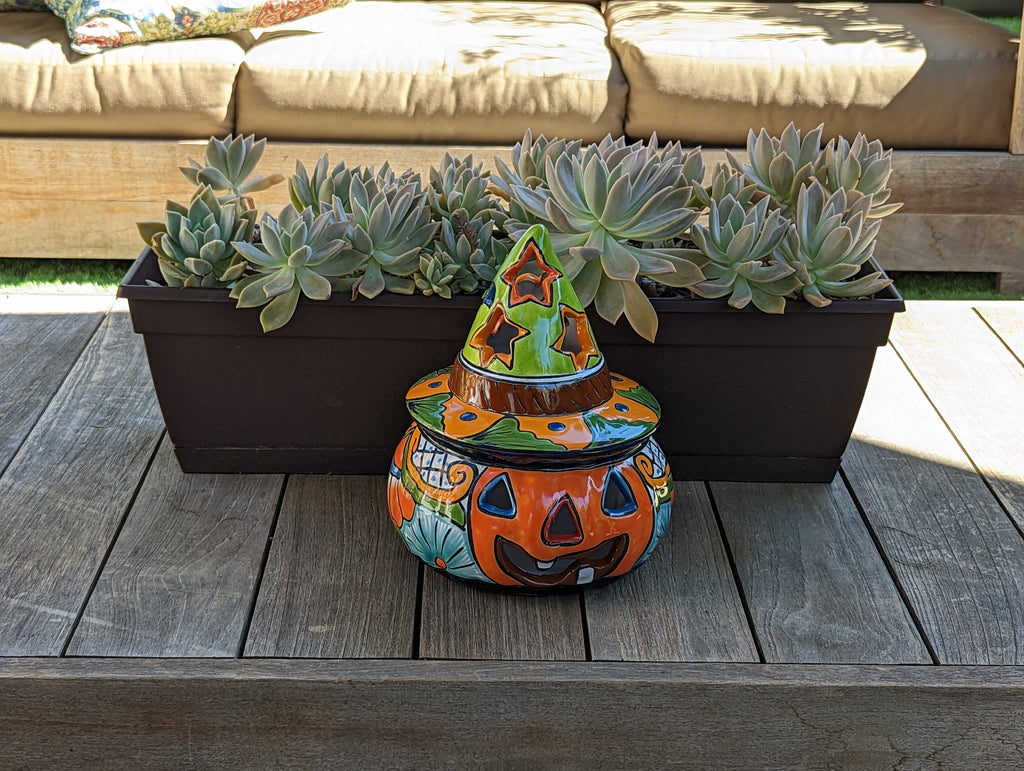 Pumpkin Halloween Talavera Pottery, Decorative Pumpkin, Handmade Mexican Talavera Art, Fall Garden Decor, Talavera Halloween Decor, Small