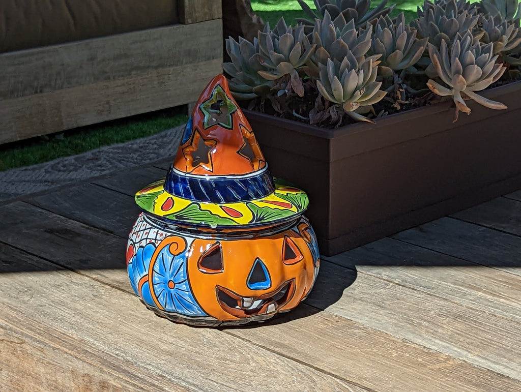 Pumpkin Halloween Talavera Pottery, Decorative Pumpkin, Handmade Mexican Talavera Art, Fall Garden Decor, Talavera Halloween Decor, Small