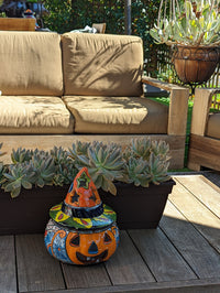Pumpkin Halloween Talavera Pottery, Decorative Pumpkin, Handmade Mexican Talavera Art, Fall Garden Decor, Talavera Halloween Decor, Small
