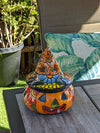 Pumpkin Halloween Talavera Pottery, Decorative Pumpkin, Handmade Mexican Talavera Art, Fall Garden Decor, Talavera Halloween Decor, Small