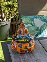 Pumpkin Halloween Talavera Pottery, Decorative Pumpkin, Handmade Mexican Talavera Art, Fall Garden Decor, Talavera Halloween Decor, Small