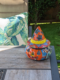 Pumpkin Halloween Talavera Pottery, Decorative Pumpkin, Handmade Mexican Talavera Art, Fall Garden Decor, Talavera Halloween Decor, Small