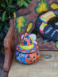 Pumpkin Halloween Talavera Pottery, Decorative Pumpkin, Handmade Mexican Talavera Art, Fall Garden Decor, Talavera Halloween Decor, Small
