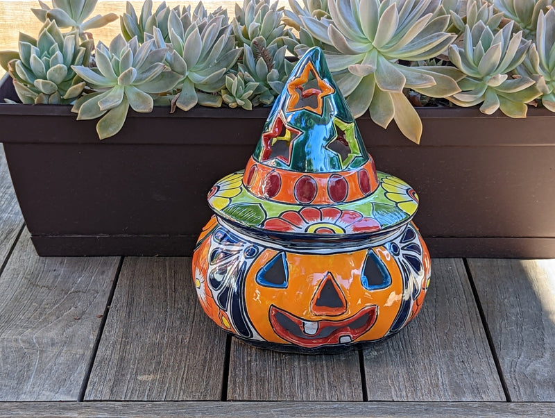 Pumpkin Halloween Talavera Pottery, Decorative Pumpkin, Handmade Mexican Talavera Art, Fall Garden Decor, Talavera Halloween Decor, Small